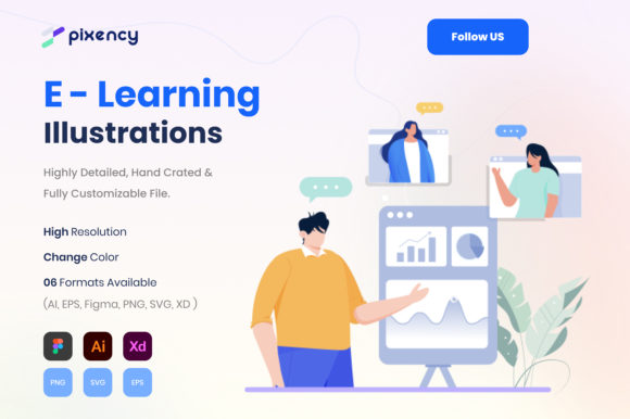 Download E-Learning Presentation Illustration - Learn Collection
